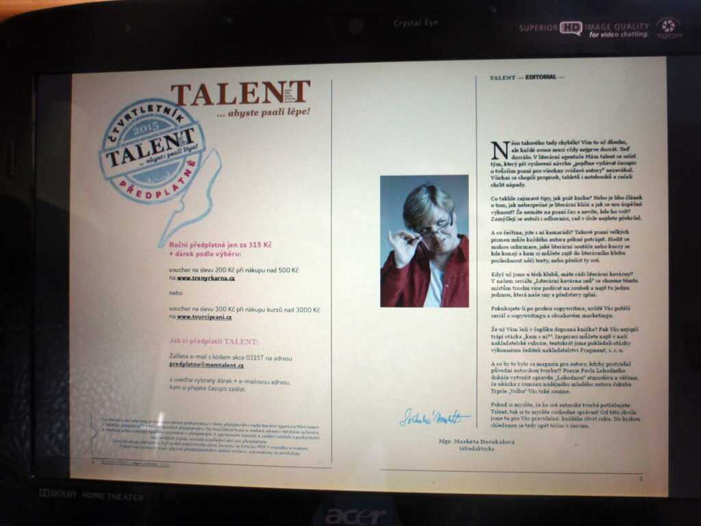 časopis o tvůrčím psaní - Talent